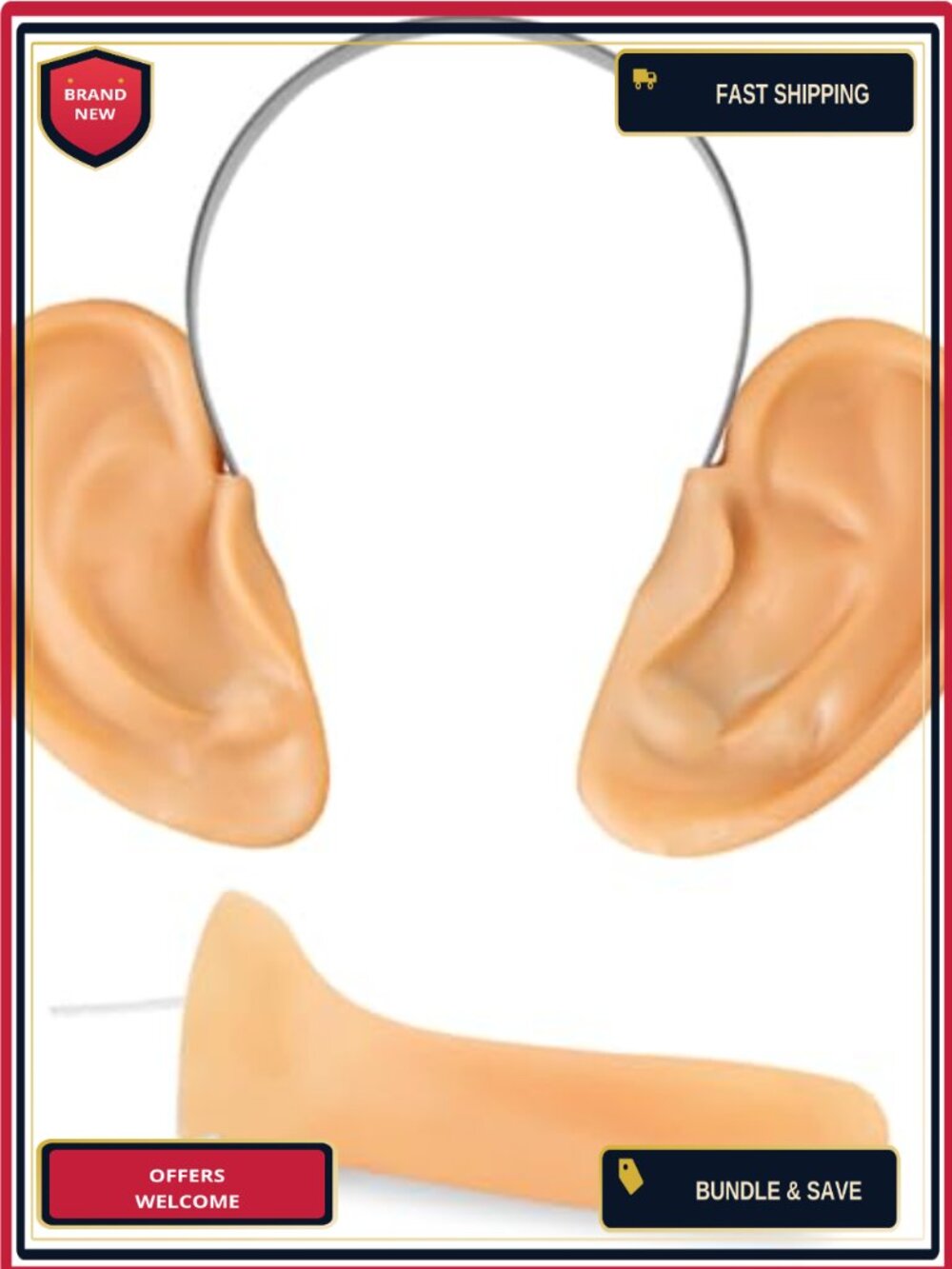 Long Nose Big Ears Costume Accessory Set Silicone Fake Prosthetic Cosplay